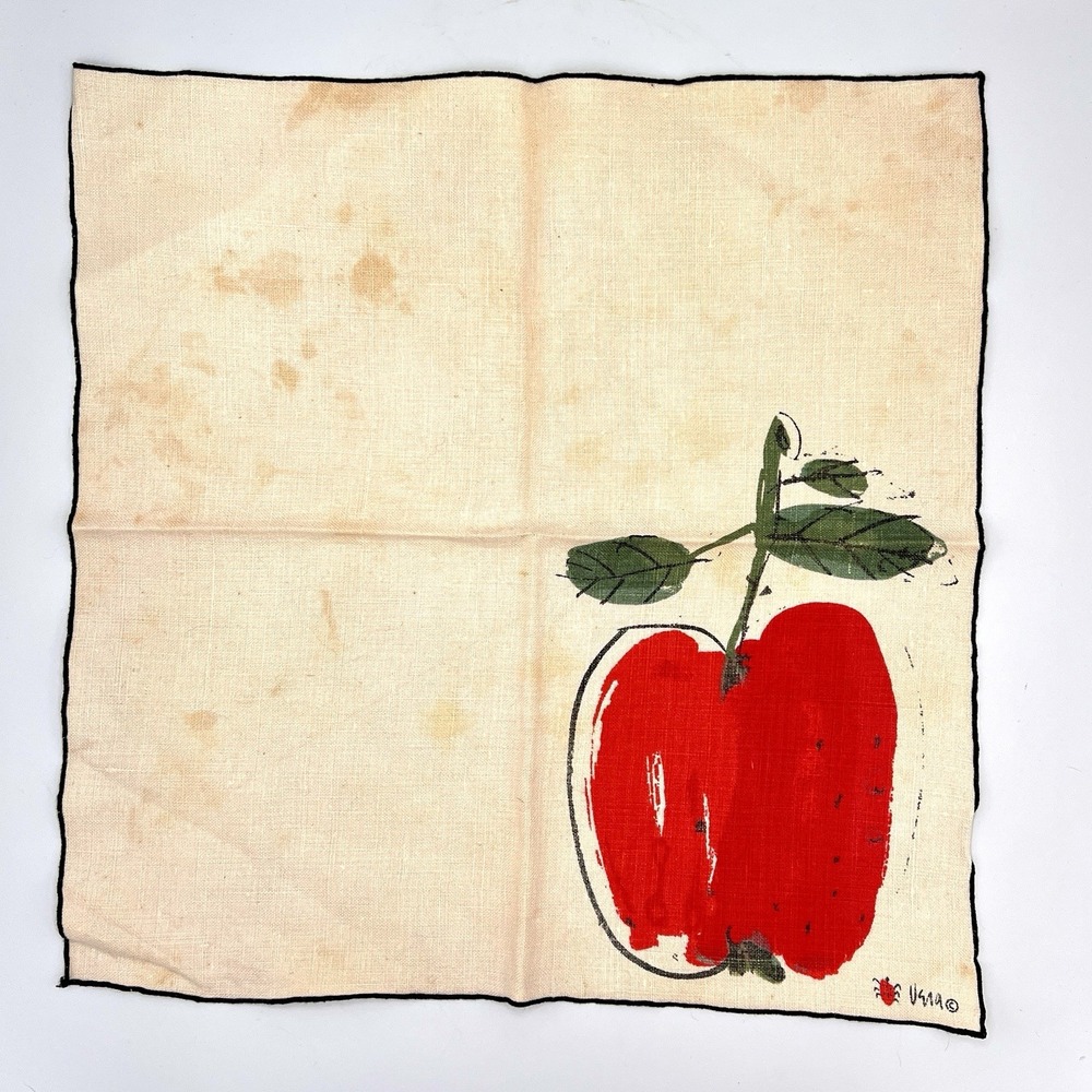 Vintage Vera Neumann Red Apple Linen‎ Cotton napkins Set of 4 - Picture 5 of 12